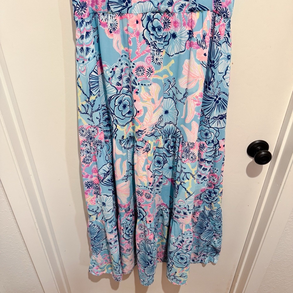 Lilly Pulitzer Destini Maxi Dress Bali Blue Once Upon A Tide Size 14‎ Read* - Picture 5 of 12